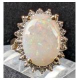 Sterling Silver, White Opal, And Gemstone Ring, 925 Silver,