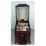 Baroque By Godinger Silver Plate Flatware Set, In Wooden Box 