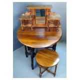 Gate Leg Drop Leaf Table, 30" x 48" x 36" Extended, Drop Leaf Side Table, 19" x 16.5", And Top Secti