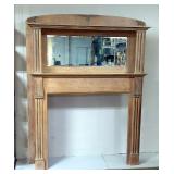 Architectural Fireplace Mantel With Integrated Beveled Mirror And Fluted Columns
