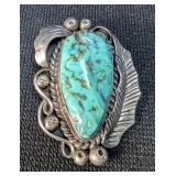 Sterling Silver Vintage Native American Style Turquoise Pendant
