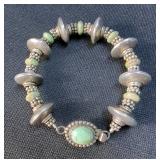 Turquoise, Cabachon and Sterling Silver Disc Bracelet