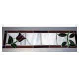Stained Glass Panel With Floral And Botanical Motifs