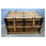 Wood And Metal Storage Trunk With Straps