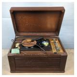 Sears Silvertone Wire Recorder Phonograph In Case, With Mic, Includes Wire Rolls