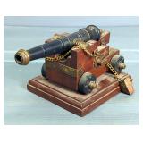 Miniature Model Cannon On Wood Base 
