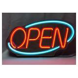Neon "OPEN" Sign, Approx 17" x 32" x 3.5", Powers On 
