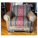 Marshfield Southwest Style Leather And Fabric Over Sized Chair, Approx 36" x 39" x 43" 