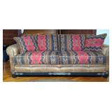  Marshfield Southwest Style Leather And Fabric Over Sized Sofa, Approx 36" x 85" x 37"