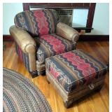 Marshfield Southwest Style Leather And Fabric Over Sized Chair And Ottoman
