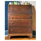 Wood Secretary Desk, And Contents Of Drawers, 44” By 29.5” By 15”
