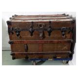 Large Wooden Storage Trunk With Metal Hardware