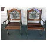 Berkeley Forge Cast Metal And Wood Armchairs, Qty 2