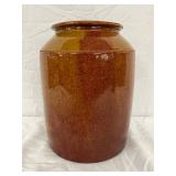 Glazed Stoneware Jar in Brown Tones, 11×8 Inches