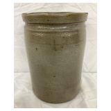 Glazed Stoneware Crock or Jar, Beige, 8×6 Inches