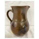 Stoneware Pitcher with Handle and Brown Glaze Finish, Measures 8×6 Inches