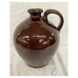 Brown Glazed Stoneware Jug with Handle, Measures 10×9 Inches