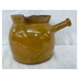 Glazed Stoneware Pot with Side Spout, Measures 8×9 Inches