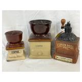 Three Ceramic Coffee Grinders, Including Decorative Coffee Mill with Wood Handle