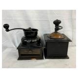 Vintage Manual Coffee Grinders in Metal and Wood