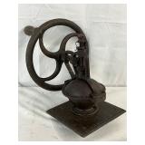 Cast Iron Hand-Crank Grinder or Press with Wood Base