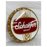 Emb. Schaefer Beer Metal Sign, 19in Diameter
