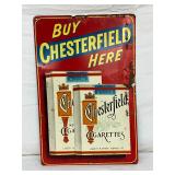 Emb. Chesterfield Cigarettes Sign, 12×18 Inches