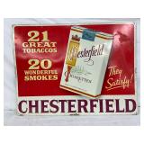 Emb. Chesterfield Cigarettes Sign, 24in x 18in