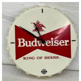 Budweiser Bottle Cap Lexan Wall Clock, 10in