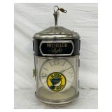 Michelob Light Rotating Hanging Bar Clock w St. Louis Blues Logo, 22in Tall