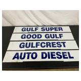 Four Gulf Gas Station Metal Signs, 38in by 6in Each