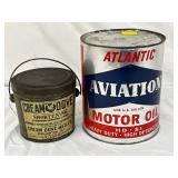 Atlantic Aviation Motor Oil Can and Cream Dove Shortening Tin