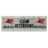 Mobilgas and Mobiloil Clean Restrooms Sign, 20in x 5in