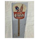 10x8 Vintage Orange Crush Advertising Cardboard Fan with Wooden Handle