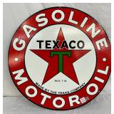 Porcelain Double-Sided Texaco Gasoline & Motor Oil Advertising Sign, 24in