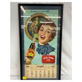 1955 Royal Crown Cola Advertising Calendar in Frame, 14in x 27in