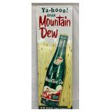 Embossed Metal Mountain Dew Advertising Sign, 14in x 22in