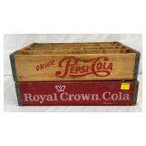 Vintage Pepsi-Cola and Royal Crown Cola Wooden Soda Crates