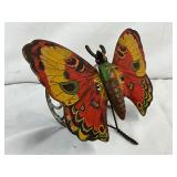 Painted Metal Butterfly Figurine with Rotating Wheels, 9in by 5in