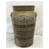 Stoneware 3-Gallon Crock by E.H. Taylor, Richmond, VA, with Cobalt Decoration