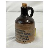 4-Inch Stoneware Miniature Jug with Advertising for Monogram Fruit Vinegar, Louisville, KY