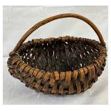 Handwoven Wooden Basket with Arched Handle, 9in x 7in