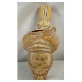 Hand-Carved Wooden Pipe Depicting a Bearded Man’s Head, 5in x 3in