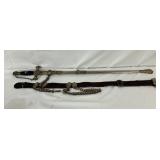 Decorative Ceremonial Sword with Scabbard, Belt, and Chain, 37in Long