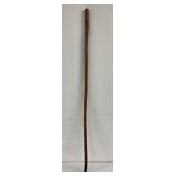 Hand-Carved 44-Inch Wooden Cane with Animal and Figure Motifs
