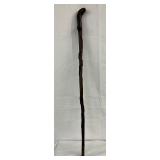 Hand-Carved Wooden Walking Stick with Snake Motif, 36in