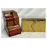 Vintage Banks: Louis Marx Benjamin Franklin Thrift Bank & Gold-Tone Golf-Themed Bank