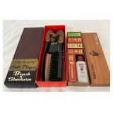 Vintage ‘The Rack’ Brush and Shoehorn Set and English Leather Grooming Gift Box