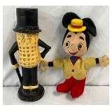 Mr. Peanut Cast Iron Figurine and Cloth Doll Character Toy