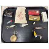 Vintage Fishing Lures, Reel, Scale, and Original Packaging